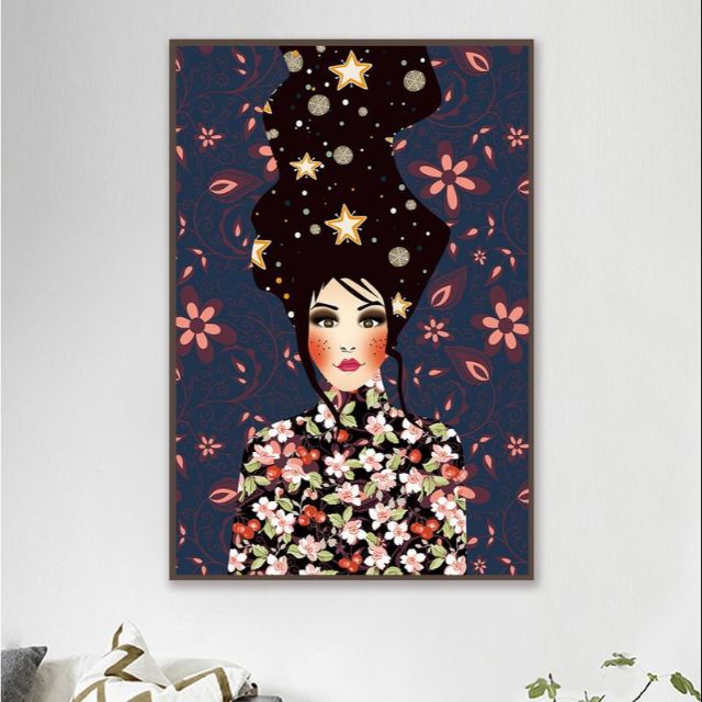 Tranh canvas cô gái 50x70 kèm khung