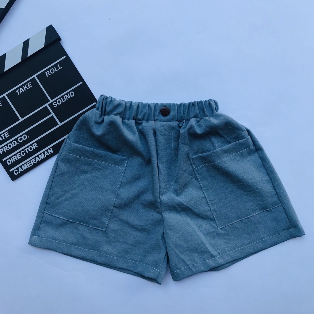 Quần Short Đùi Cho Bé Trai Bé Gái Chất Đũi Xước Mát Nhẹ Co Giãn Tốt Size 10-35kg