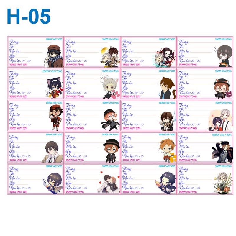 Nhãn vở bungou stray dogs /20-100 nhãn vở anime bungou stray dogs khác nhau
