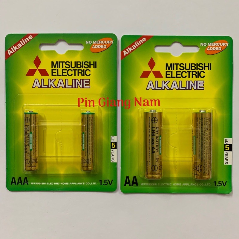 Pin AA AAA Mitsubishi Electric Alkaline vỉ 2 viên Hàng Chính Hãng