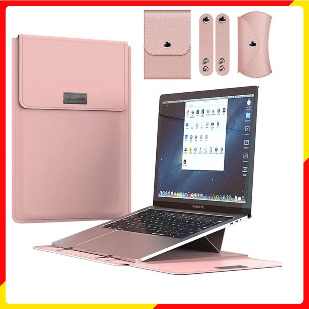 Bao da PU cho máy tính xách tay, laptop macbook air, macbook pro 4 trong 1 cao cấp.