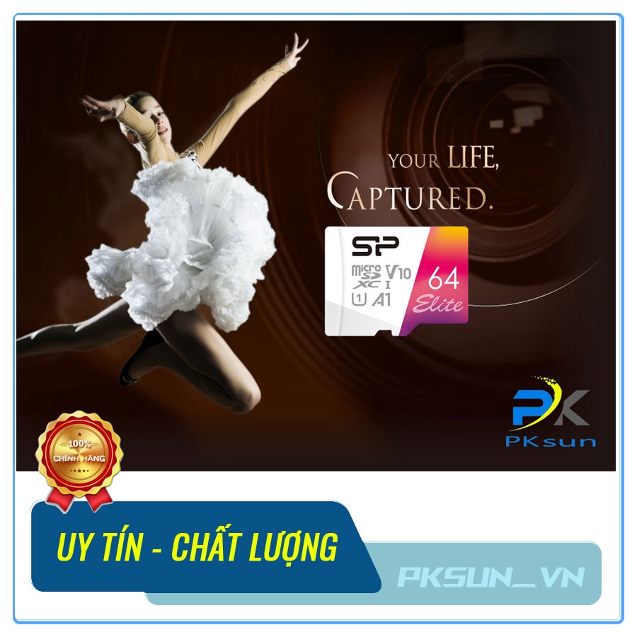 Thẻ nhớ Micro SD cho Camera điện thoại 64GB Silicon Power tốc độ cao 100MBs Class 10 UHS-I U1 | BH 5 năm