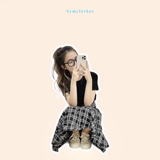 ✿ set áo thun đen mix chân váy caro rút eo ✿