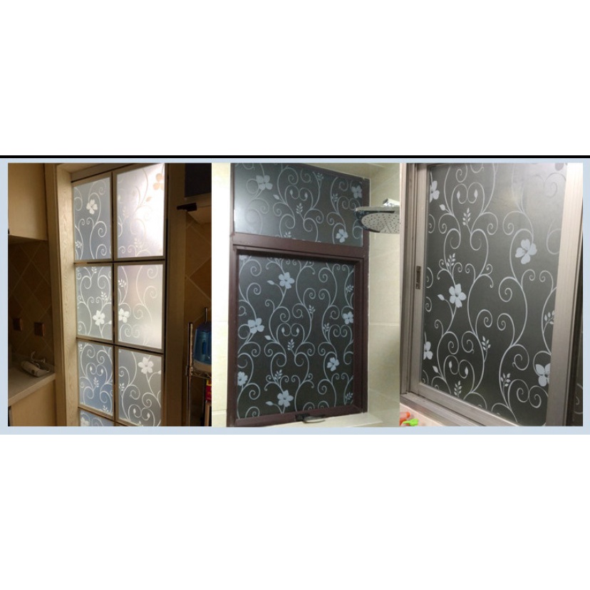 Decal dán cửa kính chống nhìn trộm,giảm ánh sáng khổ 60cm mẫu hoa lá siêu đẹp Dk364