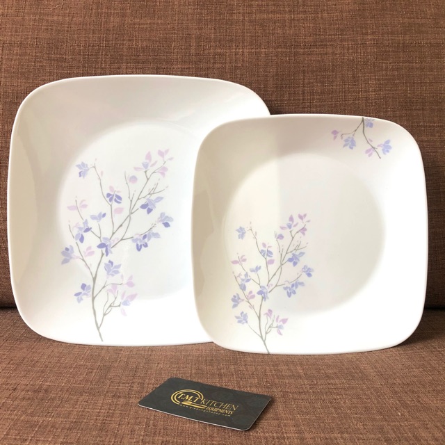 Dĩa Thủy Tinh Mỹ Vuông Jacaranda Corelle 2211-2213 (23cm–26.5cm)