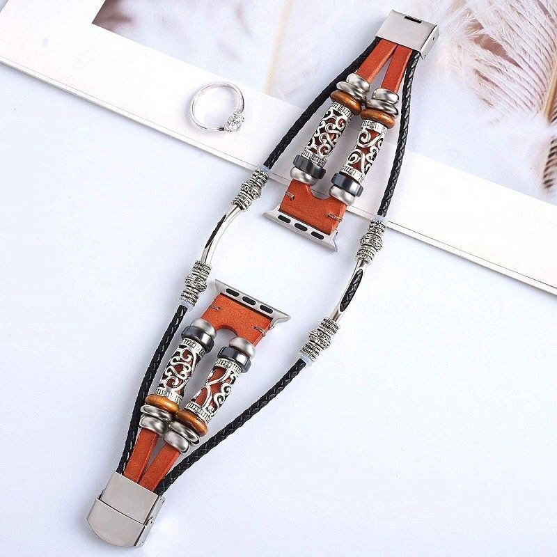 Dây đeo đồng hồ kiểu dáng cổ điển thích hợp cho Iwatch Series 7 / 6 / 5 / 4 / 3 /SE 38mm 40mm 41mm 42mm 44mm 45mm