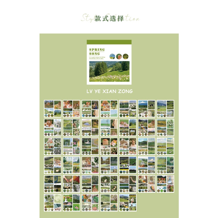 Set 40 Tờ Nhãn Dán Họa Tiết Phong Cảnh Trang Trí Sổ Tay DIY