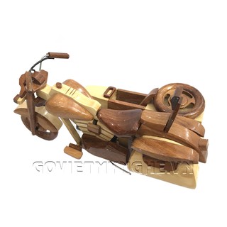 Mô Hình Xe Gỗ Motor Harley Davidson Sidecar - Size Lớn