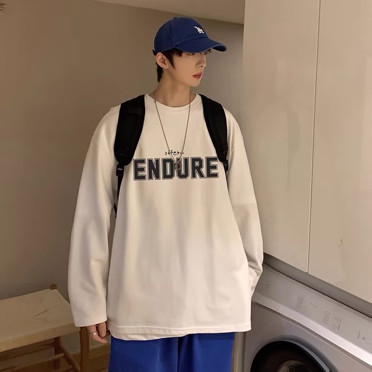 Áo Thun Tay Dài Cổ Tròn Dáng Rộng In Chữ Cỡ Lớn Thoải Mái Thời Trang Cho Nam Và Nữ M-5XL