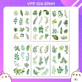 Bộ 6 tấm nhãn dán sticker giấy trang trí lá cây nhiệt đới