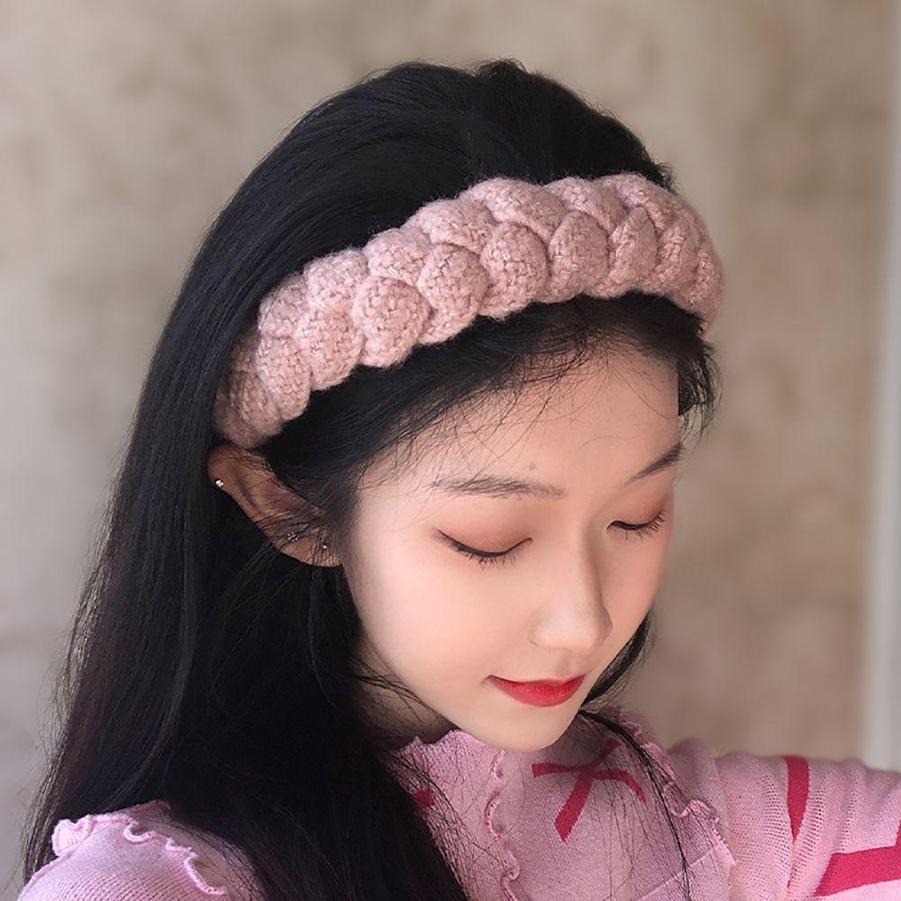 Băng Đô Len Màu Trơn Dễ Thương Dành Cho Nữ Rửa Mặt