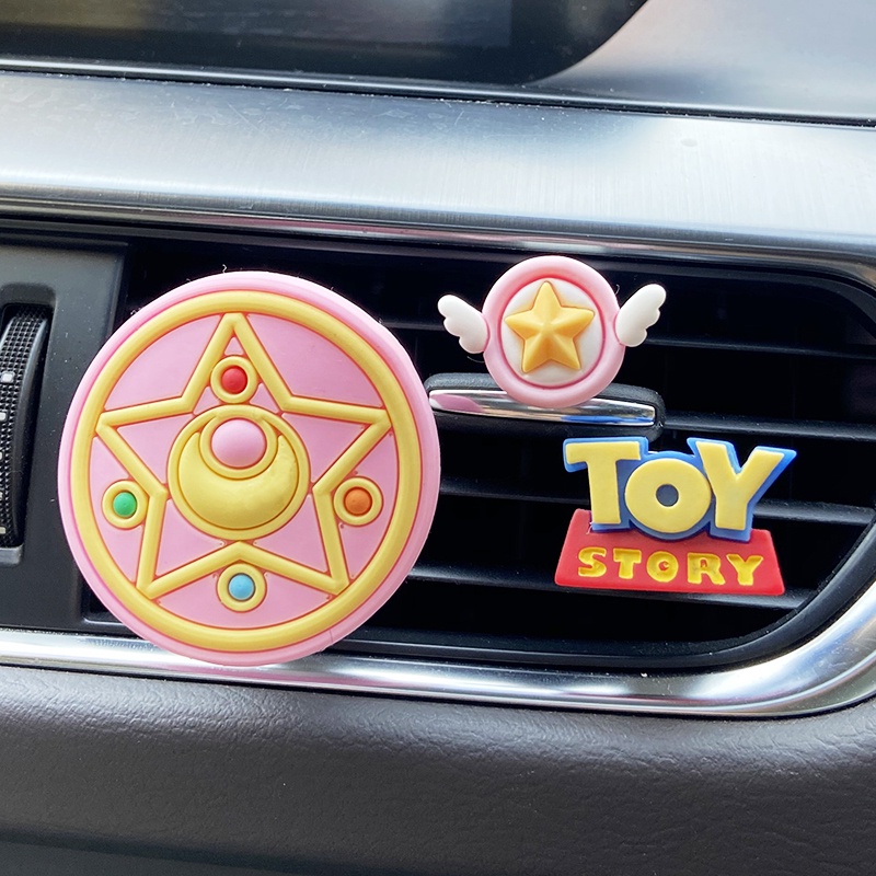 Bộ 6 Kẹp Khuếch Tán Nước Hoa Gắn Máy Điều Hòa Xe Hơi Hình Doraemon Mickey Minnie