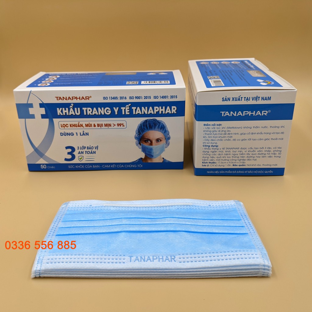 Khẩu trang y tế Tanaphar 3 lớp - Hộp 50 chiếc | BigBuy360 - bigbuy360.vn