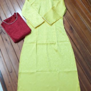 Sale áo dài cách tân lụa vân gấm ( nguyên áo)