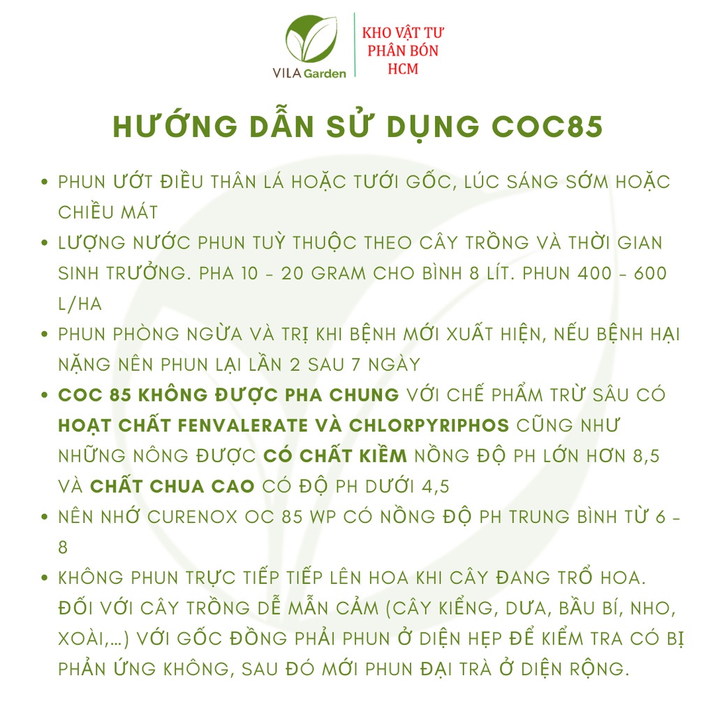 Thuốc Trừ Bệnh Coc85 WP (Gói 20g), thuốc trừ bệnh gốc đồng coc 85