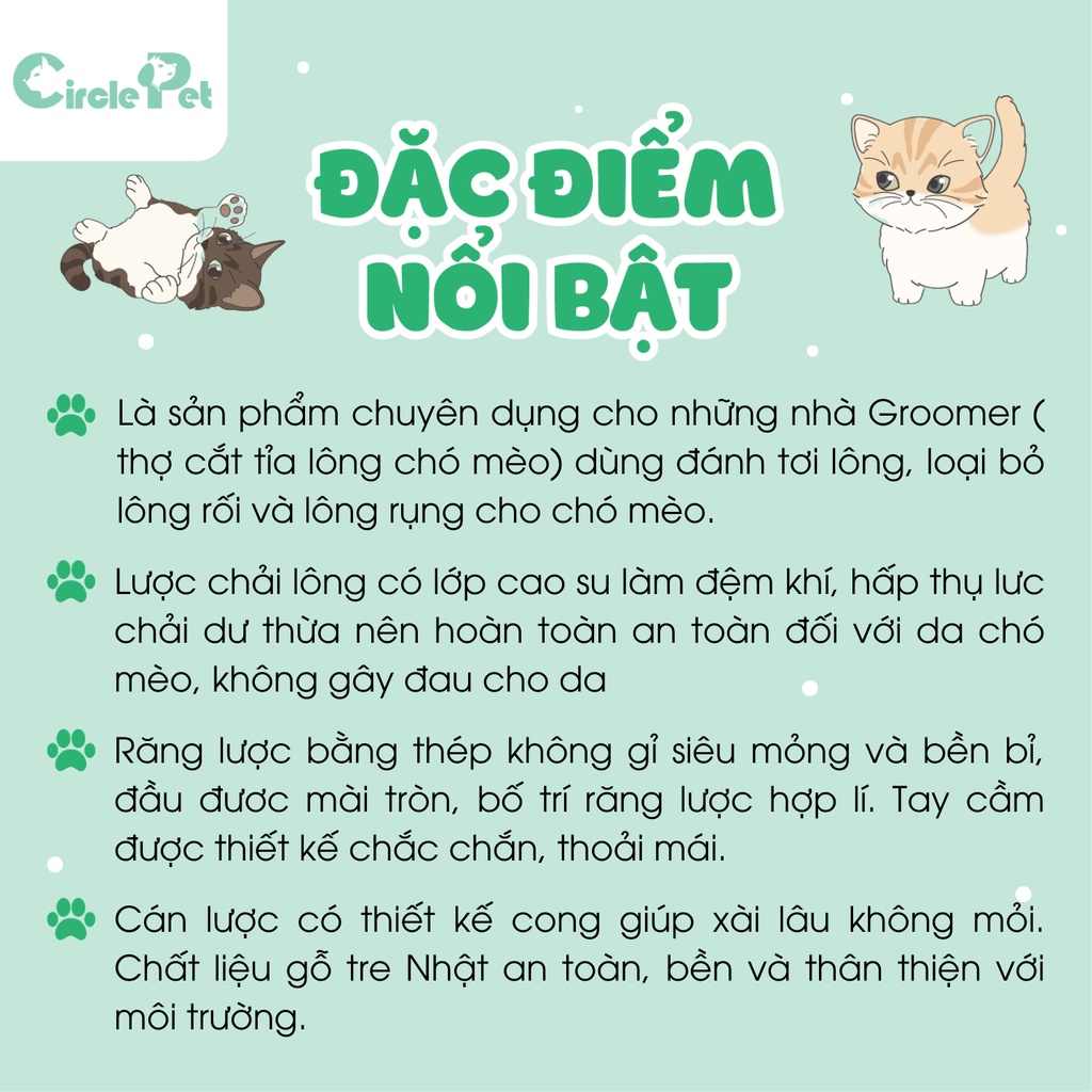 Lược Gỡ Rối Lông Chó Mèo Venus TopDog Chải Mượt Lông Có Lớp Cao Su Đệm Khí - Circle Pet