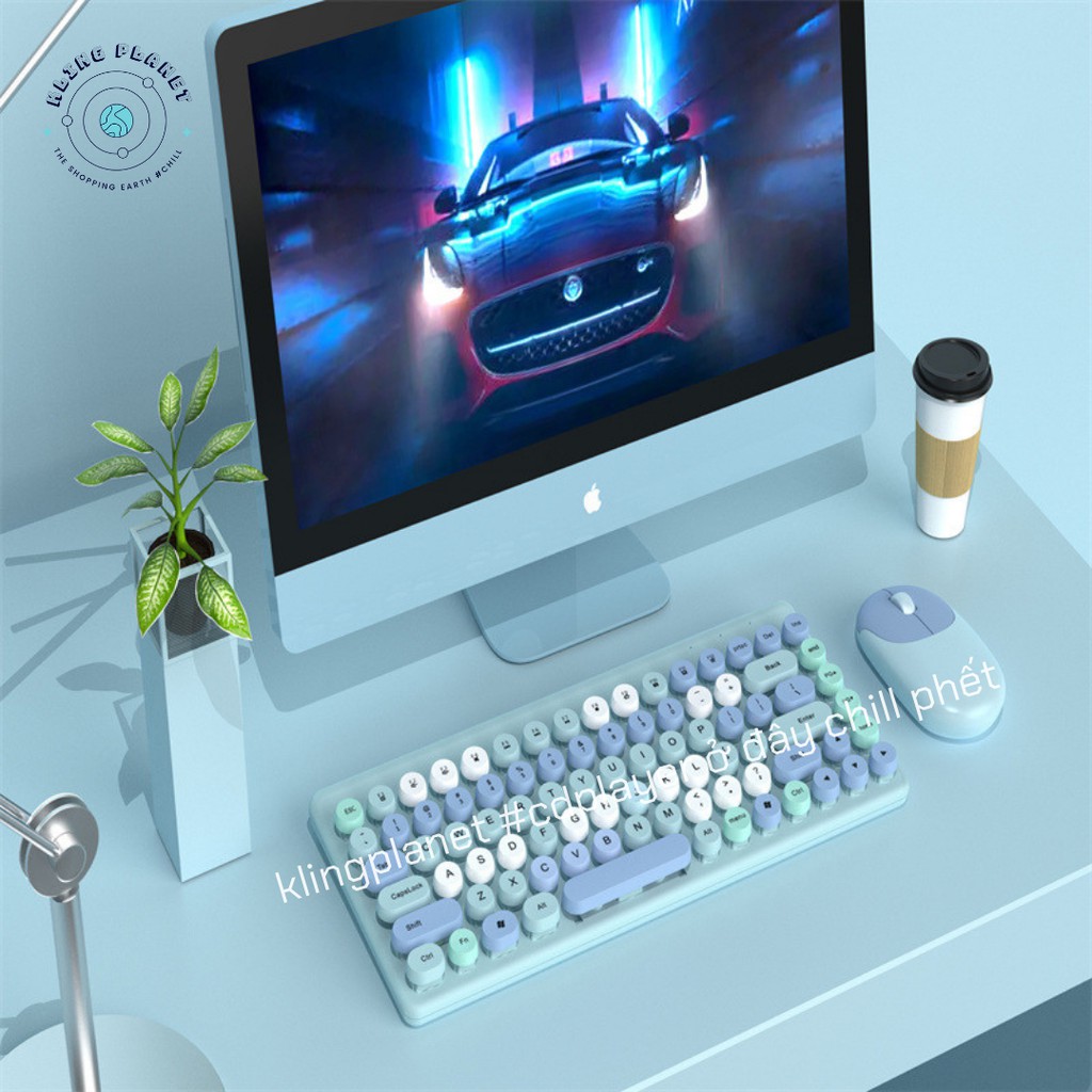 Bộ Bàn phím + chuột KHÔNG DÂY mini QW02 31,3x14x4cm mix màu siêu hot, xinh xắn dễ thương