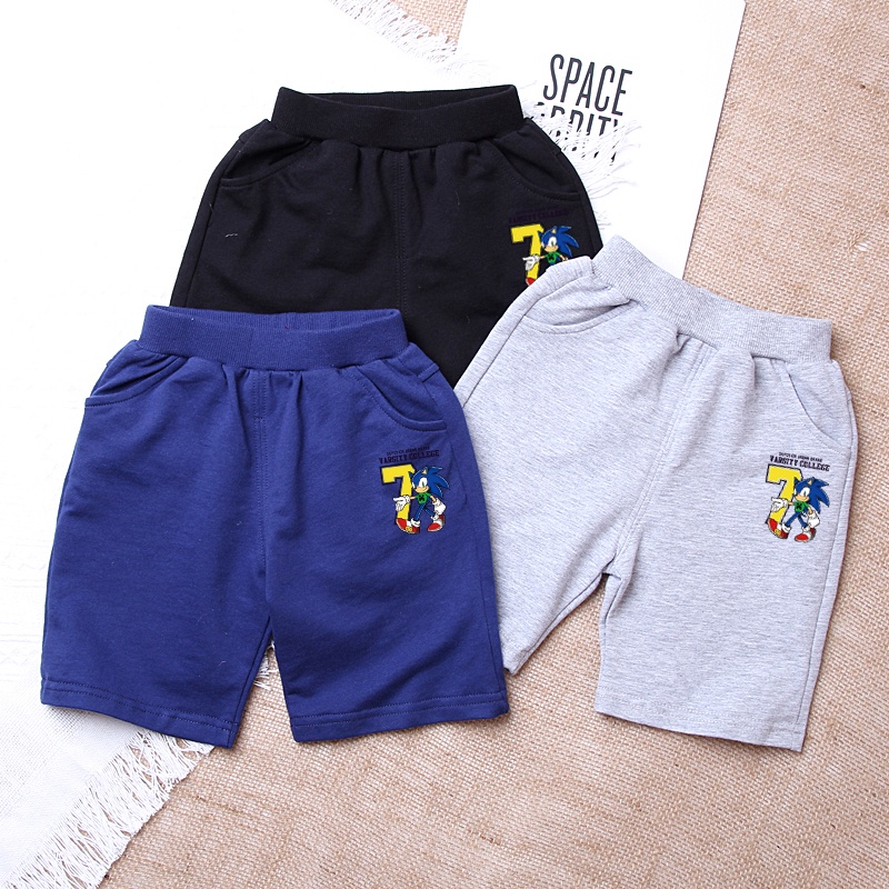Quần short 100% cotton in hoạt hình Sonic 3 màu cho bé
