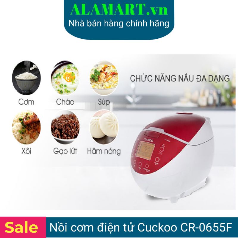 Nồi cơm điện Cuckoo CR-0655F (1.08L) dùng cho 2-4 người ăn nấu 0.5kg gạo