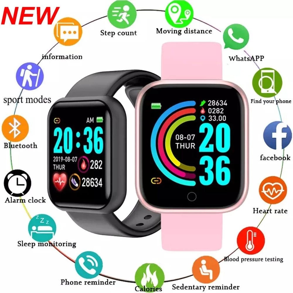Bộ Đồng Hồ Thông Minh Y68 Giúp Đo Nhịp Tim / Huyết Áp Theo Dõi Sức Khỏe Dành Cho Android IOS Xiaomi Huawei