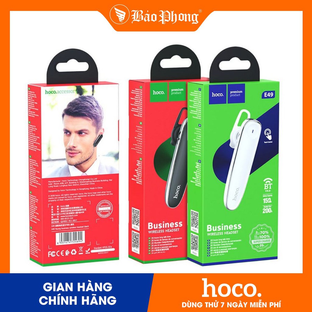 Tai nghe không dây Hoco E49 Bluetooth 5.0 Dành cho điện thoại iPhone iP Huawei Samsung Oppo Realme giá rẻ bền đẹp