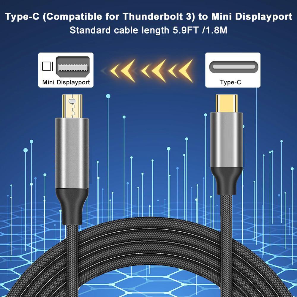 MYRONGVN Cáp ChuyểN ĐổI 1.4M, Type C Sang Mini DP Cho HDTV - 1.8m