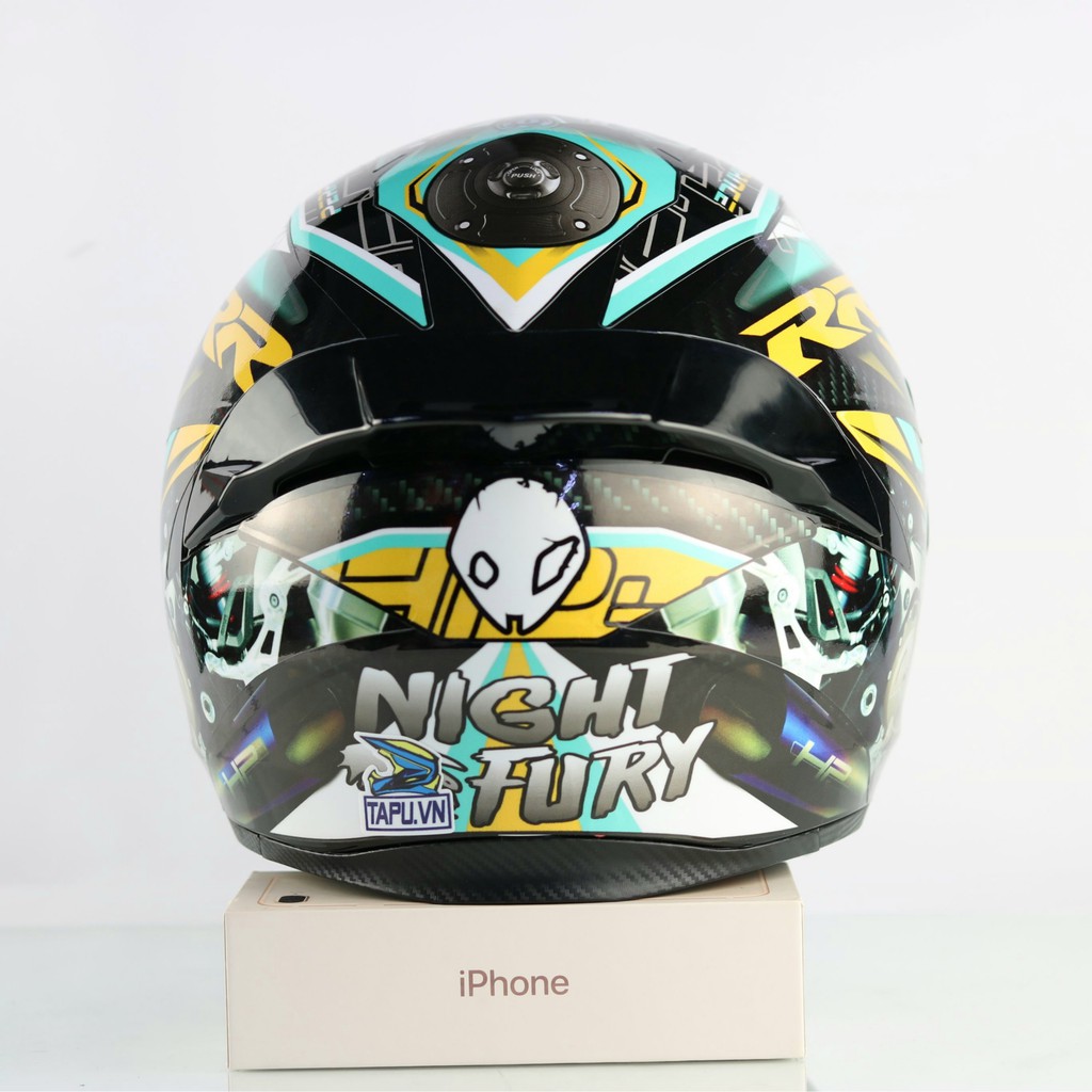 [FREESHIP] MŨ BẢO HIỂM FULLFACE 1 KÍNH  ROYAL M138B LÊN TEM BMW HP4 XANH MINT