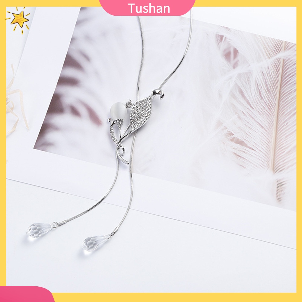 Dây chuyền nữ mặt ngọc Opan mắt mèo đính đá thời trang