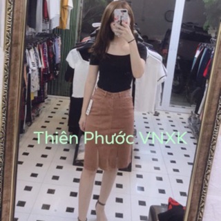 [Hàng VNXK] Chân váy bò dáng dài VNXK [Ảnh thật]