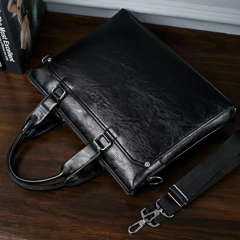 Túi xách da công sở cao cấp Jeep Buluo 38x28x6cm đựng laptop 14inch (Nâu đậm-Nâu sáng-Đen) | BigBuy360 - bigbuy360.vn