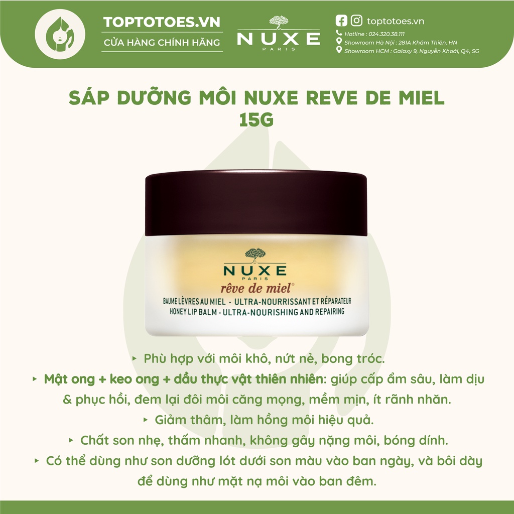 Sáp dưỡng môi dạng hũ Nuxe Reve De Miel - 15g [NHẬP KHẨU CHÍNH HÃNG 100%]
