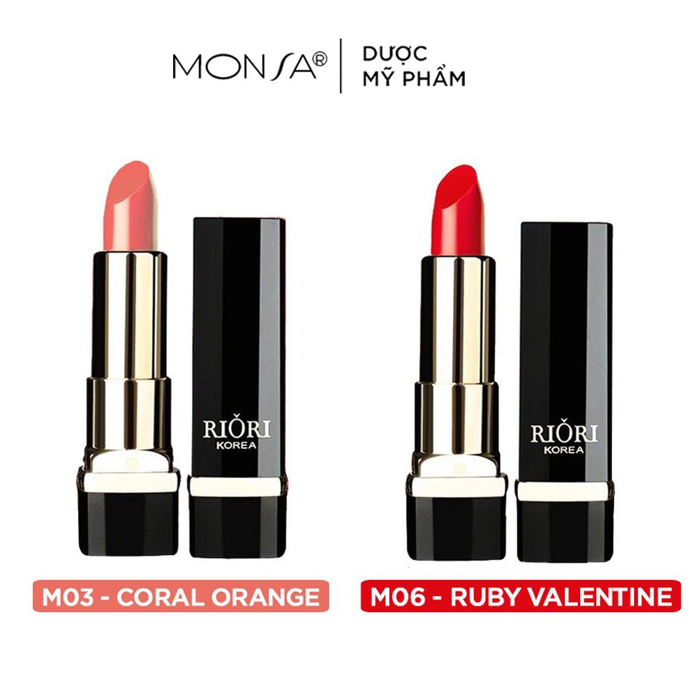 Set 2 Son Lì Màu Cam Đất Và Đỏ Cam - Son Lì Riori Matte Lipstick Không Chì 6 Màu Son (M03,M06)