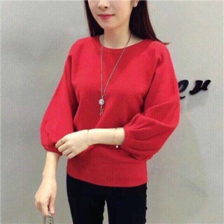 Áo len nữ cổ tròn tay bom bb1234