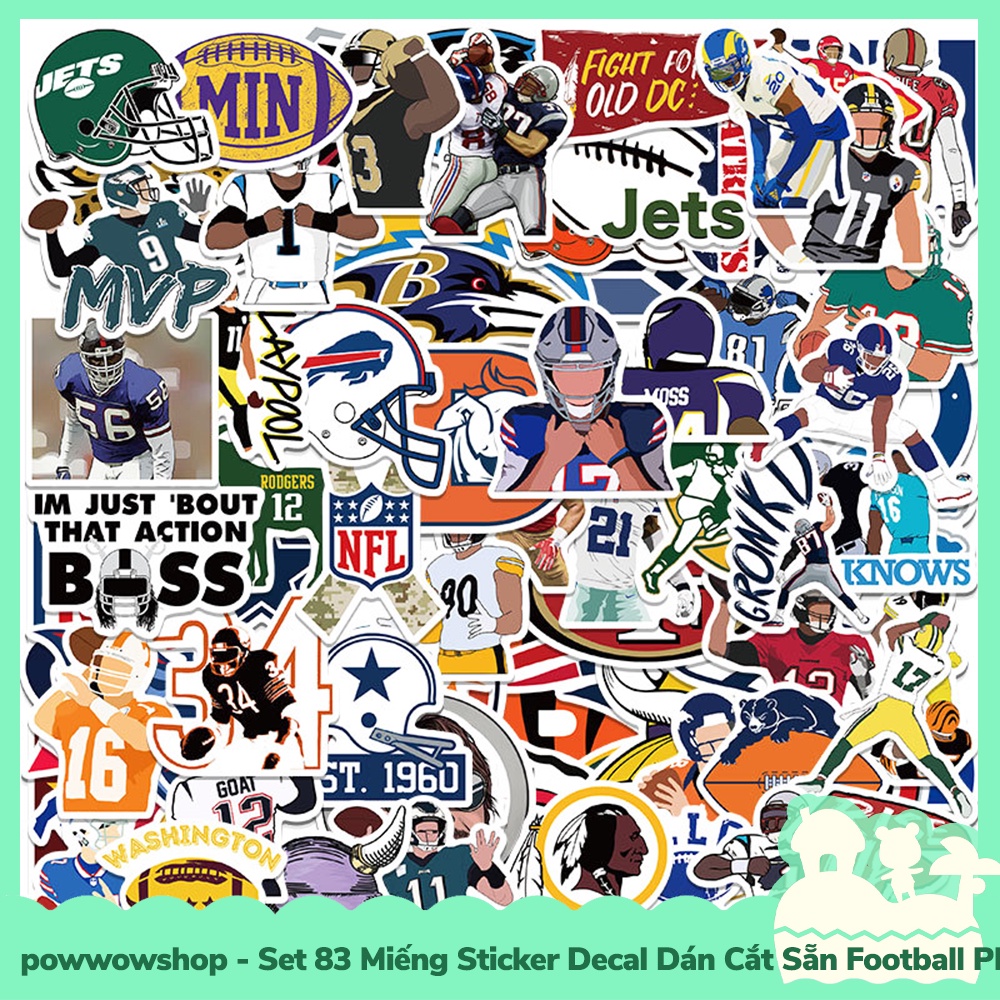 [Sẵn VN - Hỏa Tốc] Set 83 Miếng Sticker Decal Cắt Sẵn DIY Dán Trang Trí Vật Dụng Mẫu Football Player Team UP
