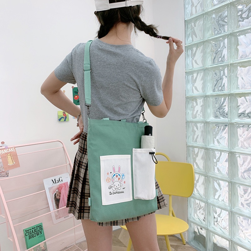 Túi Vải Canvas Đeo Vai Thời Trang Harajuku Dễ Thương Cho Nữ