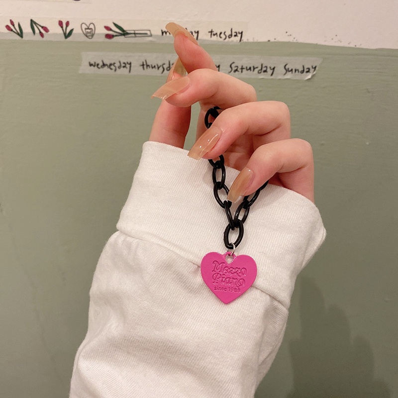 Vòng cổ Acrylic Mặt Trái Tim Phong Cách Hip Hop Harajuku Cá Tính