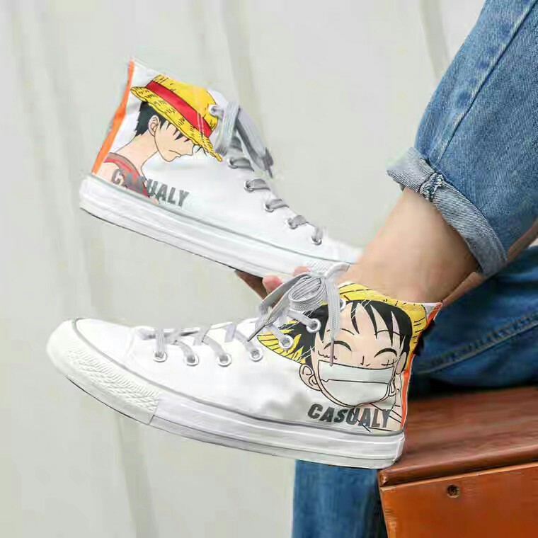 Giày Ulzzang dáng Converse hình anime one piece siêu ngầu