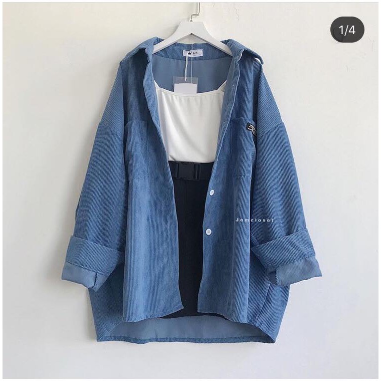 Áo khoác sơ mi nhung gân form rộng AN - 1411 ( Jem Closet )