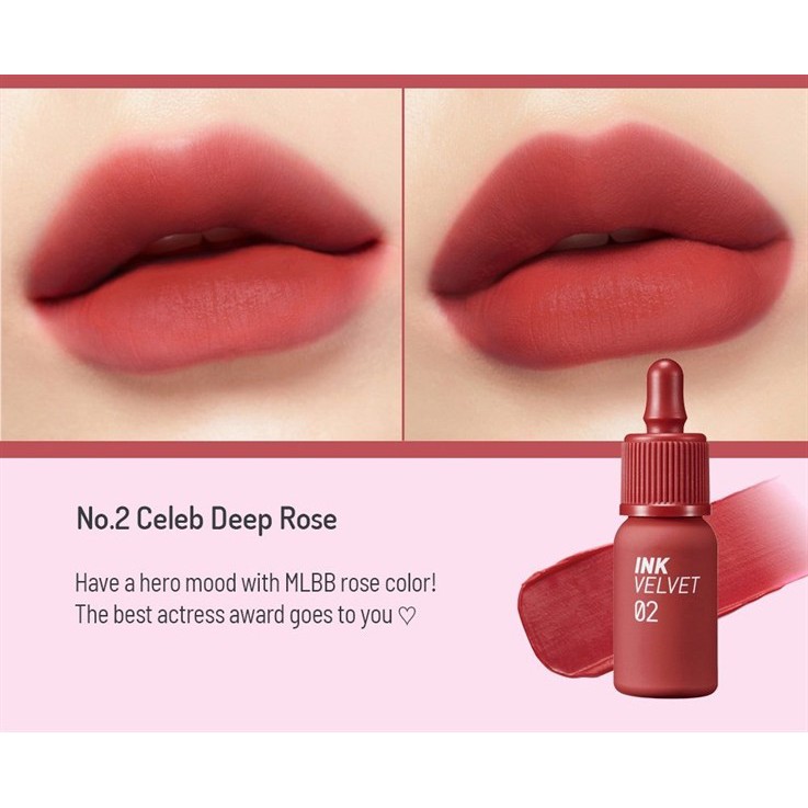 (Chính Hãng) Son Kem Peripera Lip Tint Ink Velvet Tint #02 Đỏ Cánh Hồng Khô