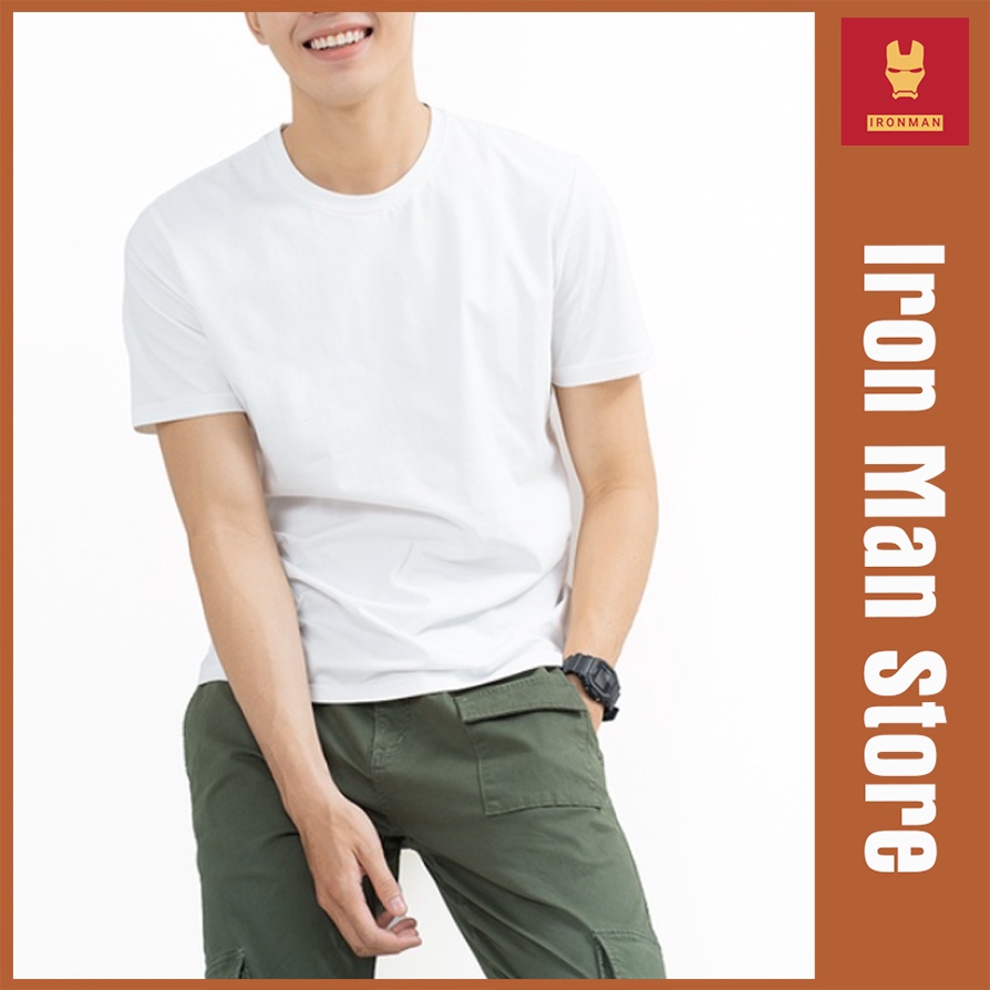 Áo Thun Nam trơn Cổ Tròn Cao Cấp phông Tay Ngắn, chất cotton bề mặt vải mềm