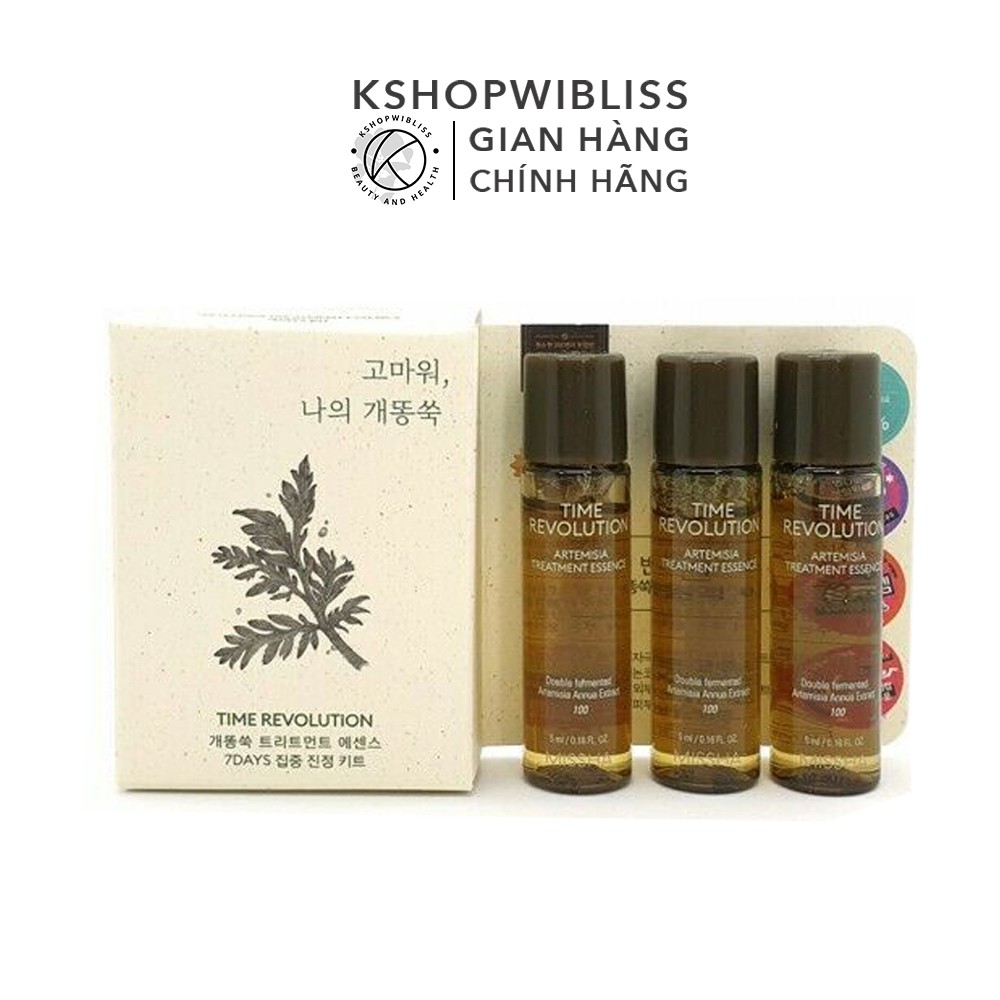 Set 3 Chai Tinh Chất Dưỡng Missha Time Revolution Artemisia Treatment Essence Mini 5ml x3ea