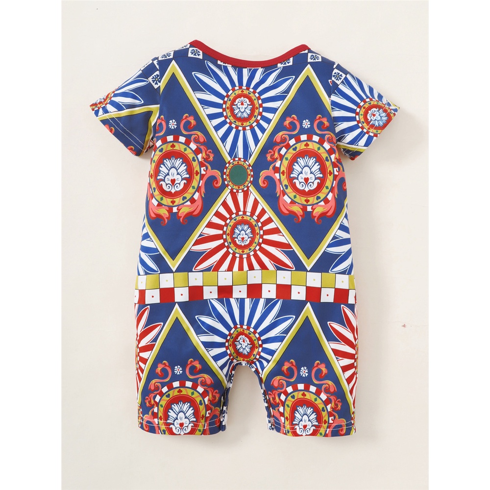 Áo liền quần MIKRDOO tay ngắn in họa tiết đồ họa phong cách cổ điển thời trang cho bé trai 0-18 tháng tuổi