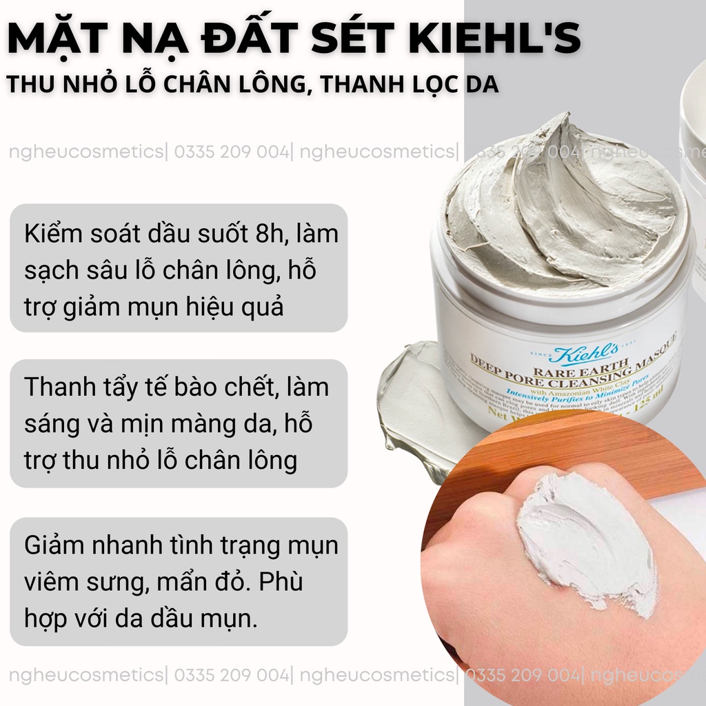 Mặt Nạ Đất Sét Kiehl's Se Lỗ Chân Lông Giảm Mụn Cho Da Dầu Chính Hãng