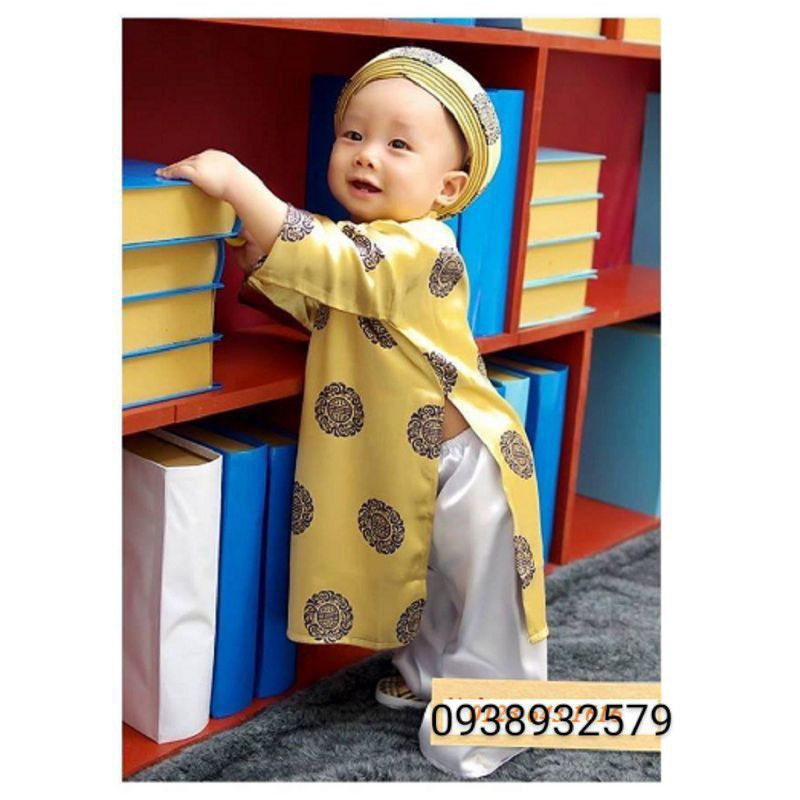 Áo dài gấm THÁI TUẤN truyền thống kèm quần cho bé bé trai
