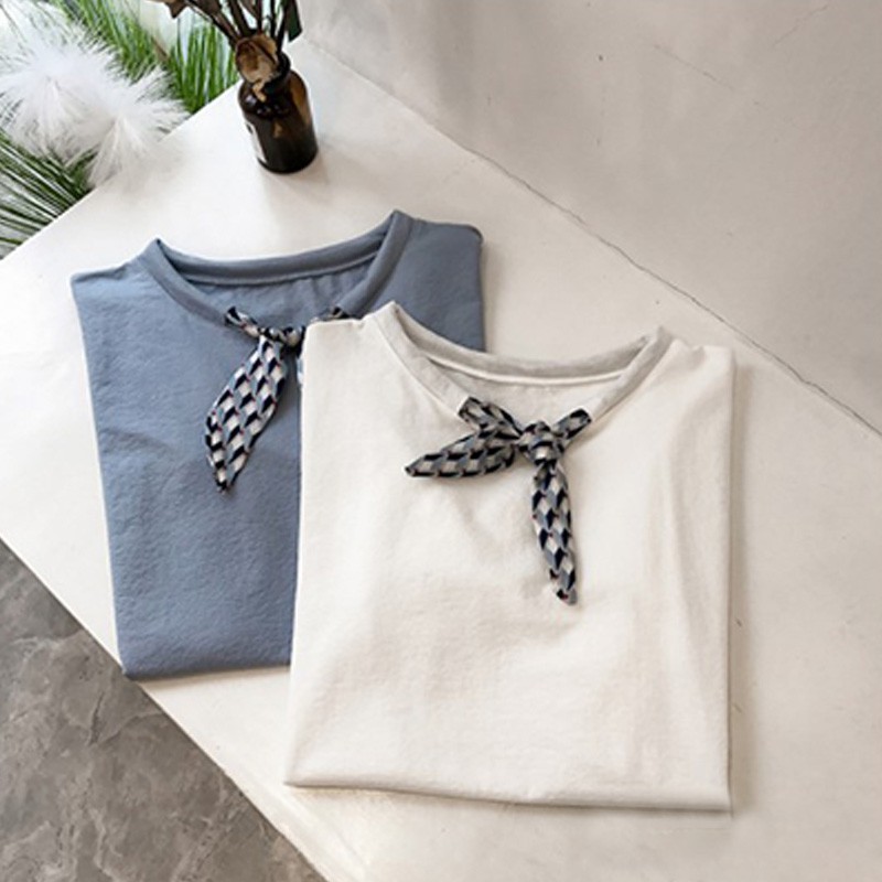 Áo thun tay ngắn cổ tròn thiết kế dáng rộng che khuyết điểm