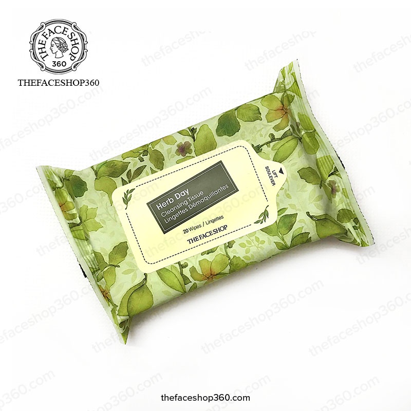 [20 miếng] Khăn ướt tẩy trang Herb Day Cleansing Tissue The Face Shop | BigBuy360 - bigbuy360.vn