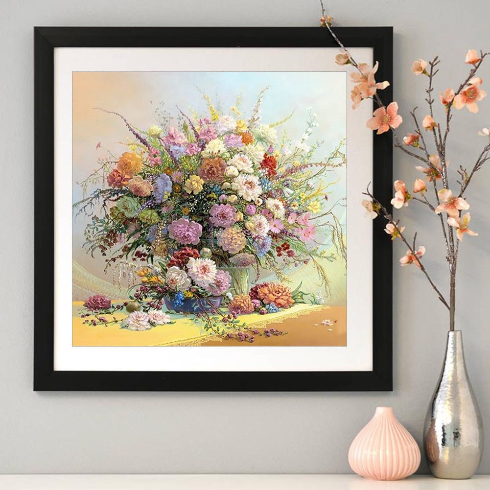 Bộ Tranh Đính Đá 5d Tự Làm Hình Bình Hoa Độc Đáo