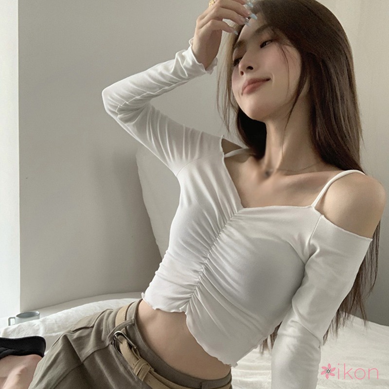 Áo Croptop Trễ Vai Màu Sắc Thanh Lịch