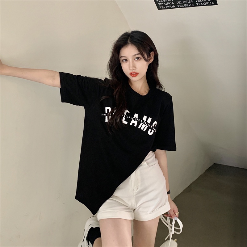 Áo Thun Tay Ngắn Dáng Suông In Họa Tiết Độc Đáo Thời Trang Phong Cách Hàn Quốc Cho Nữ