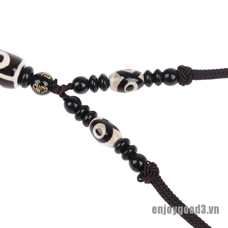 <enjoy3> Nine Eye Tibet Dzi Pendant Choker Nacklace Natural Tibet Bead Good Luck Gift